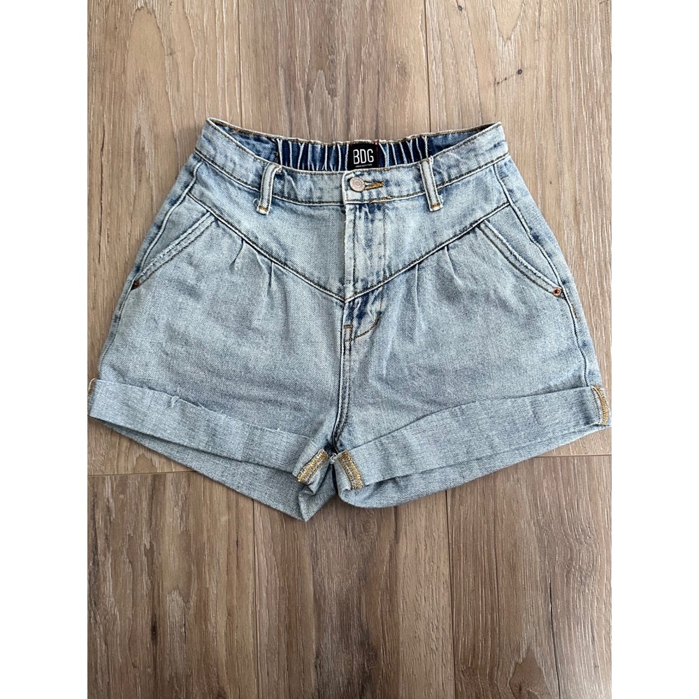 BDG Light Wash High Rise Western Yoke Denim Shorts SM Drop Waist Retro Slouchy